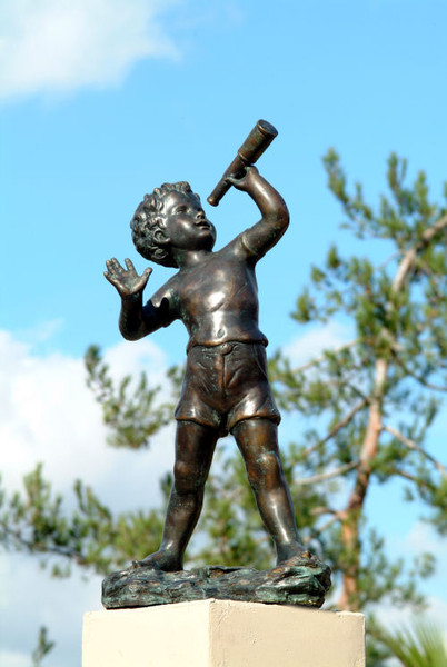 Stargazer Child Sculpture Garden Statue Bronze Telescope Boy Large